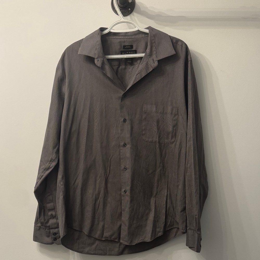 ALFRED SUNG Charcoal Casual Button Down Shirt